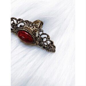 Stainless steel boho orange stone cuff ring